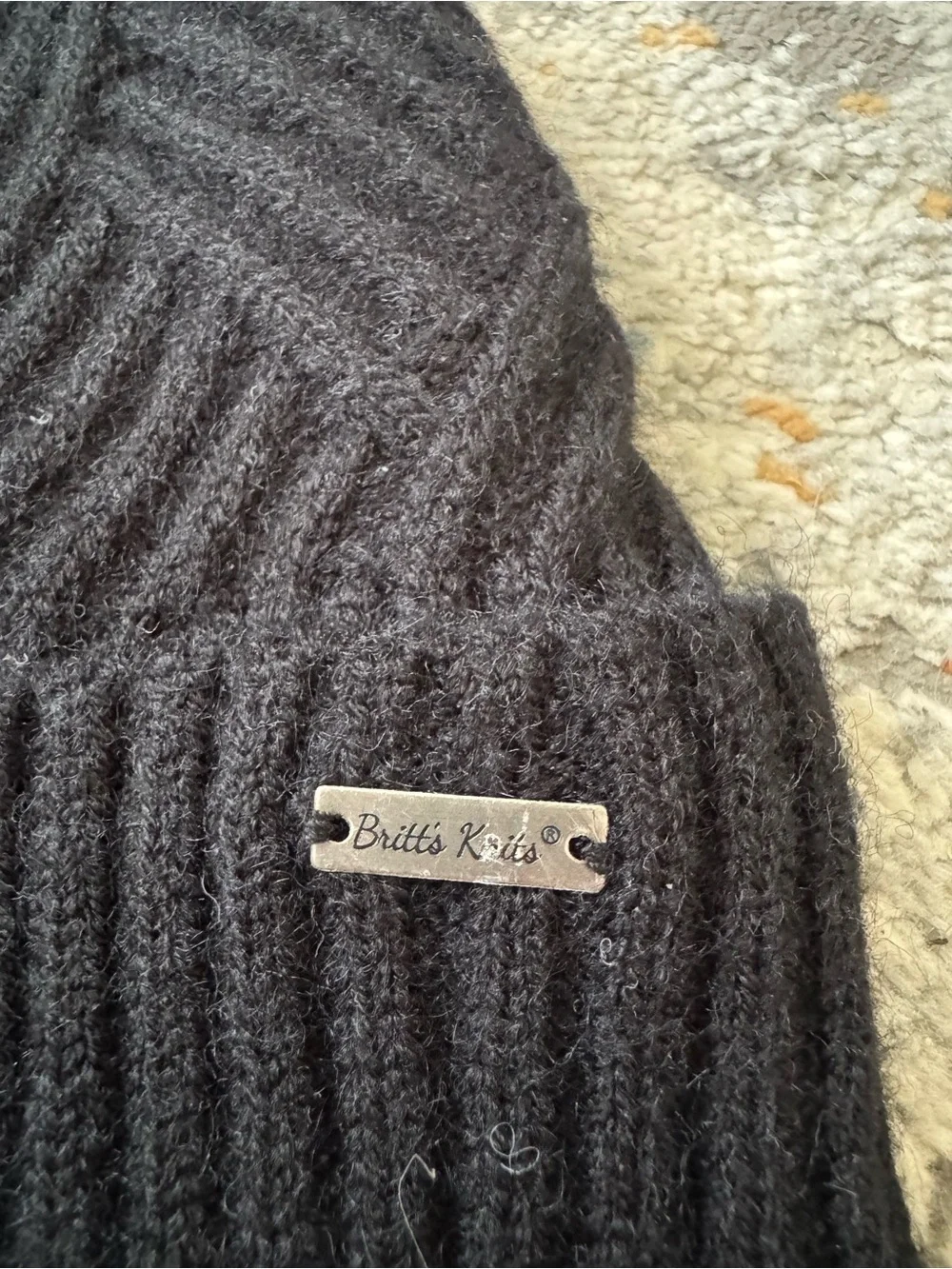 Black Knit Beanie with Folded Cuff